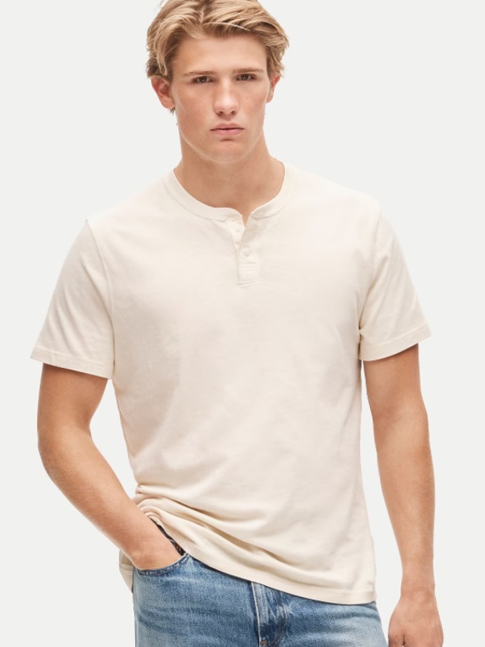 J crew natural Short-sleeve vintage-wash cotton henley